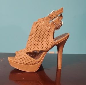 Deb Womens Light Brown Open Toe Heels